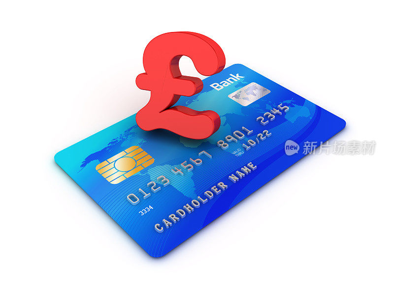 信用卡与磅标志- 3D渲染